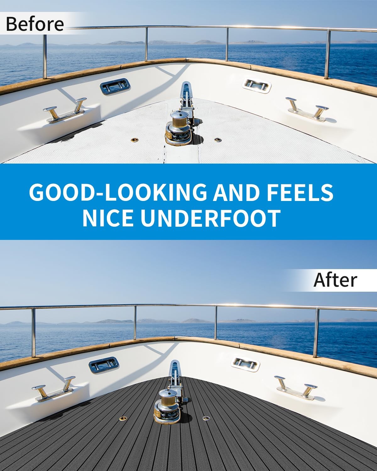 Boat Flooring SelfAdhesive 48”x16.8” Dark Gray/Black Lines