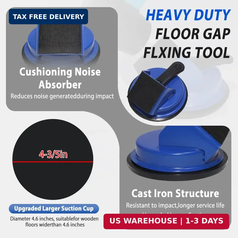 2PK Heavy Duty Floor Gap Fixer Tool with 45° Striking Surface & Strong Suction C
