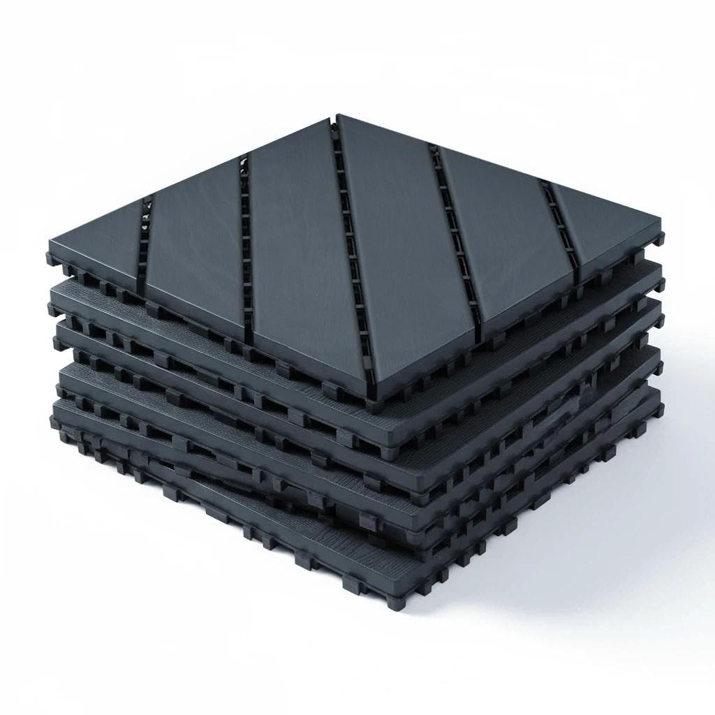 Interlocking Deck Tiles 44 Pack, Plastic Outdoor Deck Tiles for Patio, 12″X12″ W