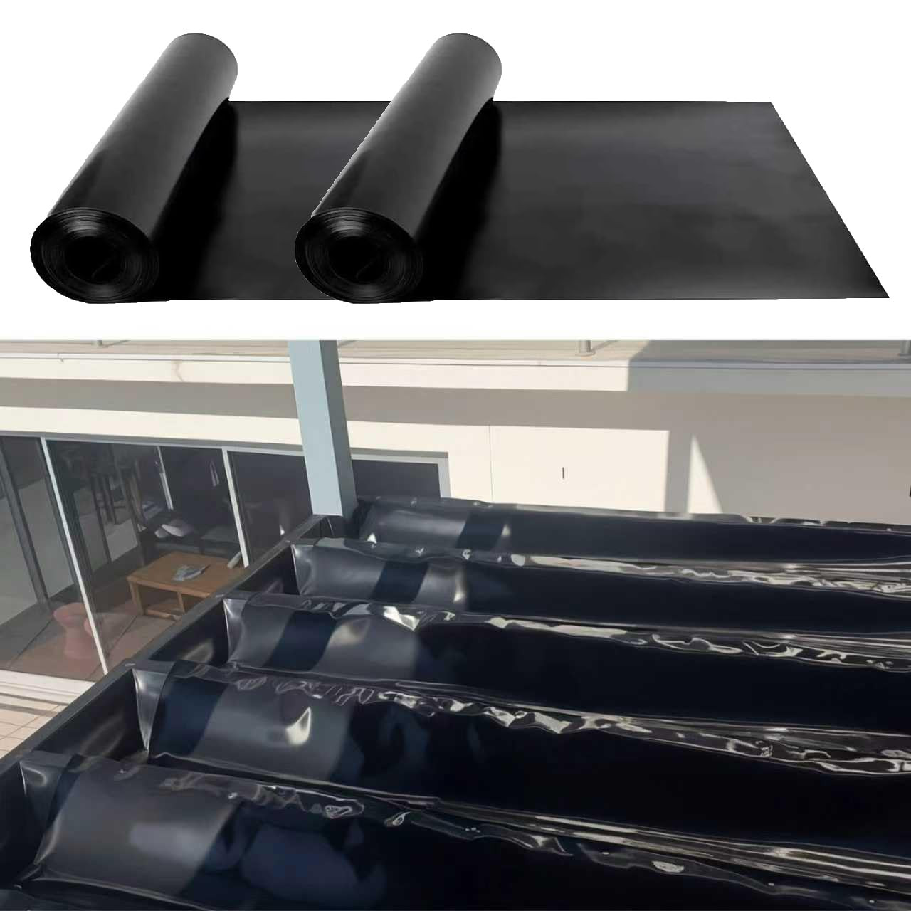 2 Rolls 50FT Black Waterproofing Membrane Black for under Deck Drainage System,