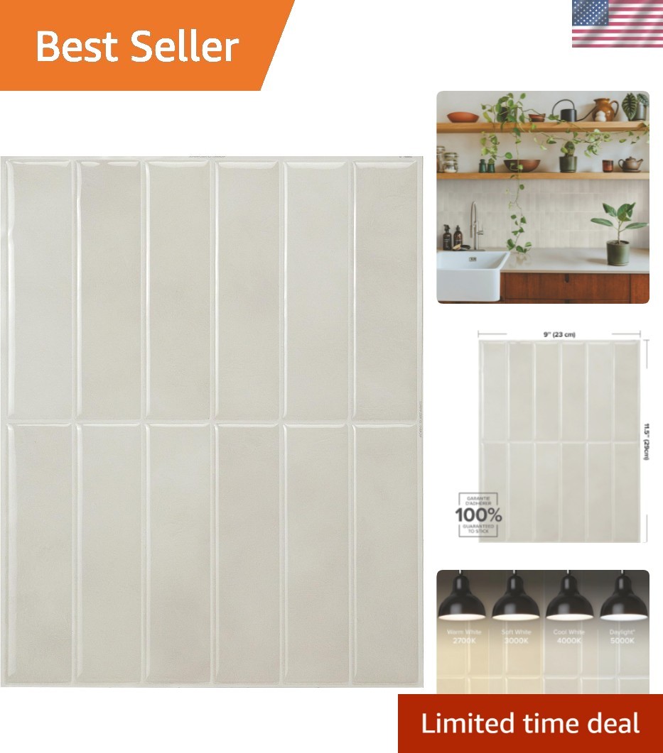 Peel and Stick Backsplash – 5 Sheets of 11.43″ x 9″ – 3D Adhesive Peel and St…