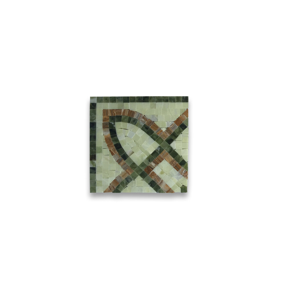 B0011CP Marble Mosaic Border Accent Tile Romanze Green Jade 5.9×5.9 Polished