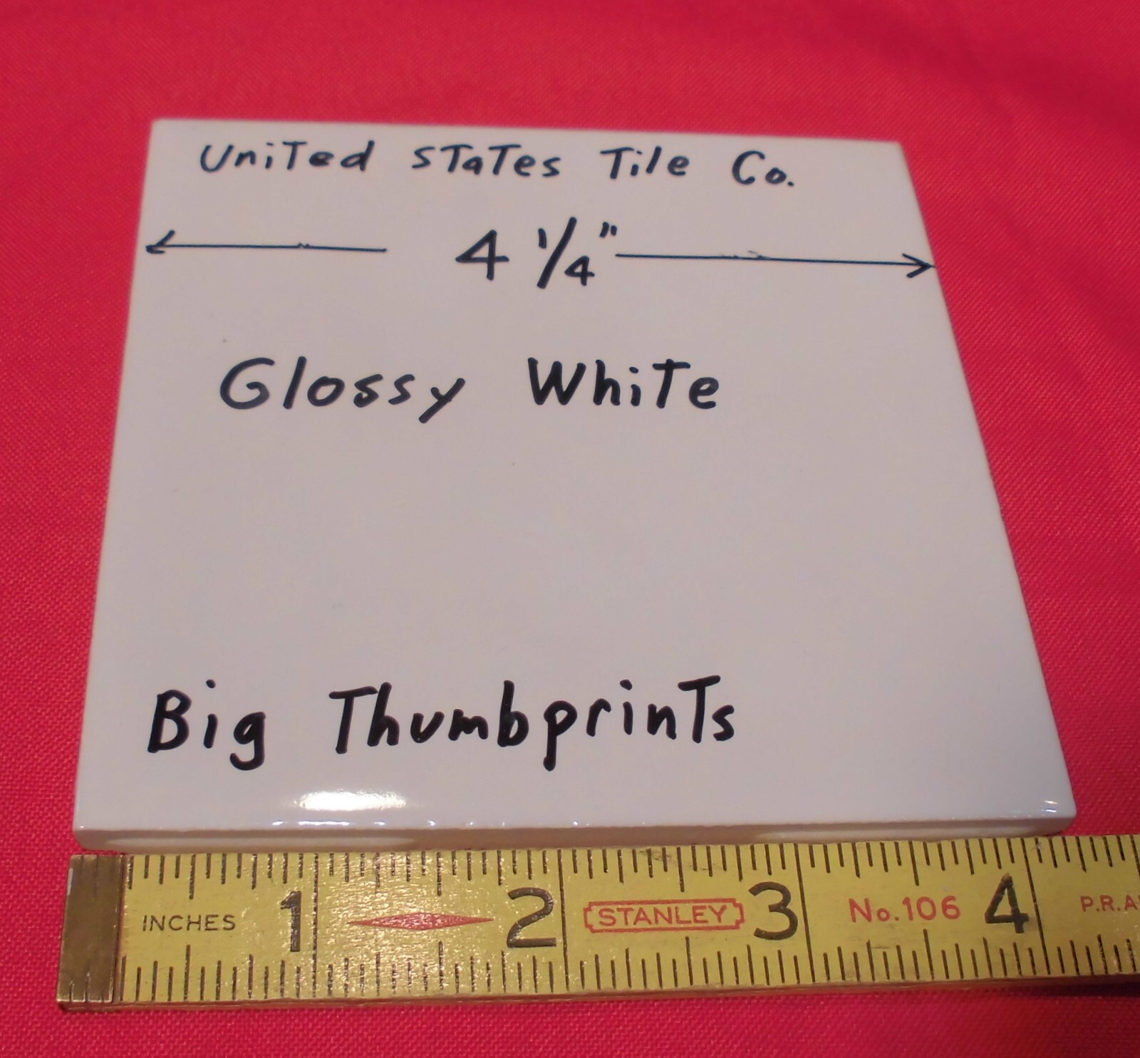 1 pc. Gloss Ceramic Tile *Bumpy Bright White* 4-1/4″ United States Tile Co. NEW