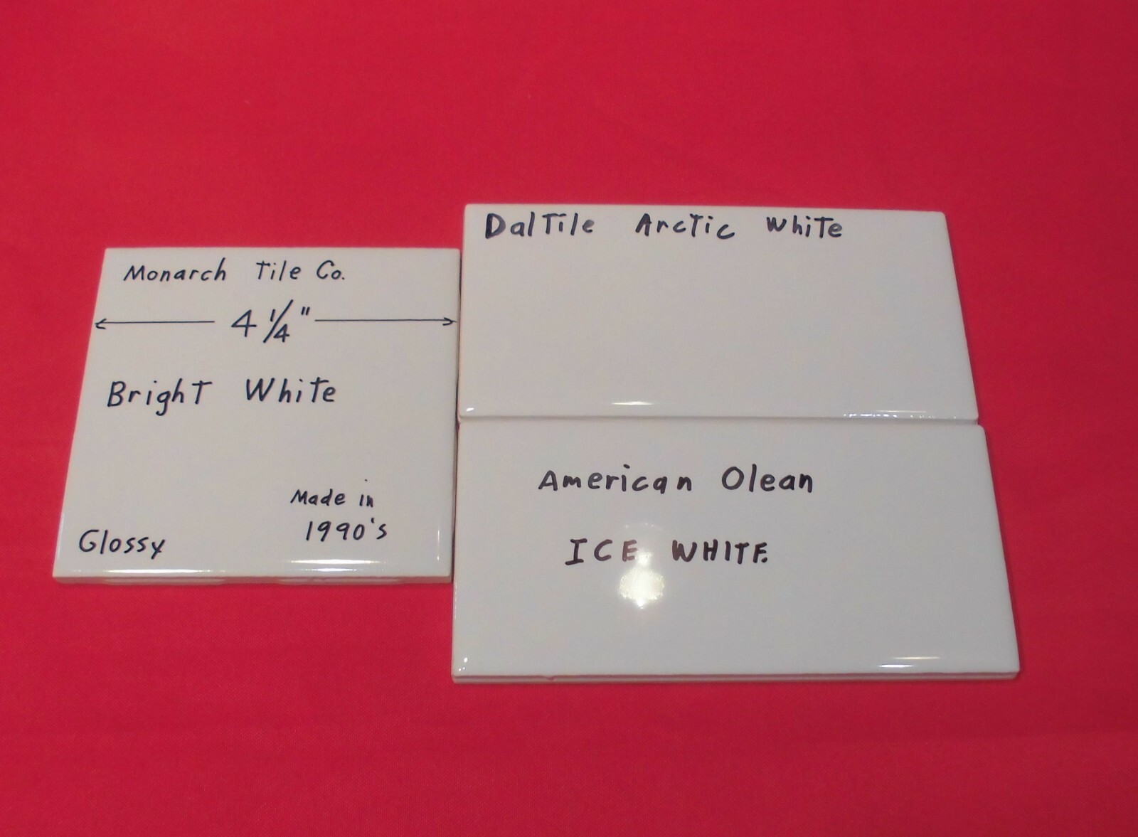 1 pc. Bright White 4-1/4″ Glossy Ceramic Tile by Monarch Tile Co. USA New