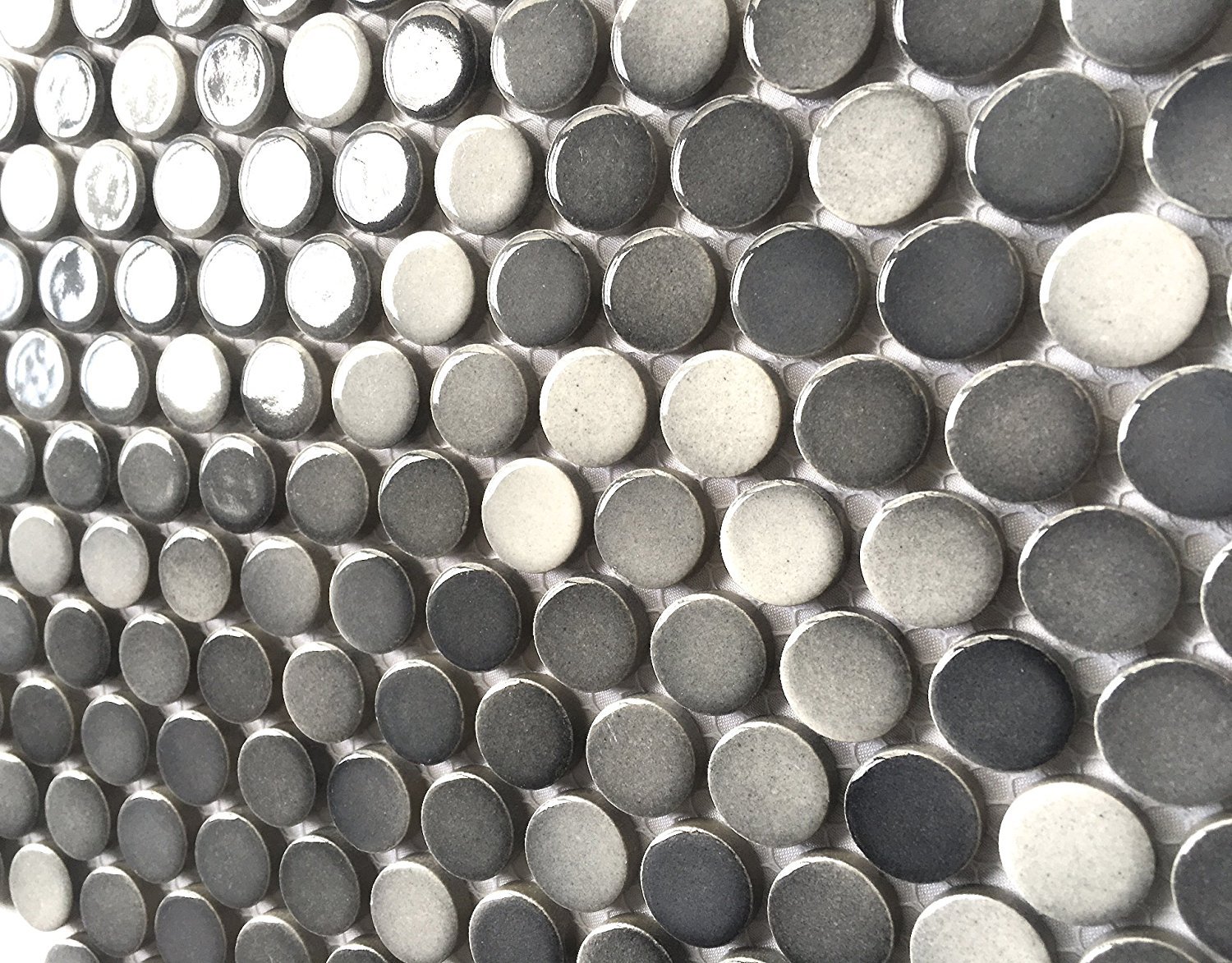 3/4 x 3/4 Penny Round Multi Gray Porcelain Mosaic Wall and Floor (5 PACK)