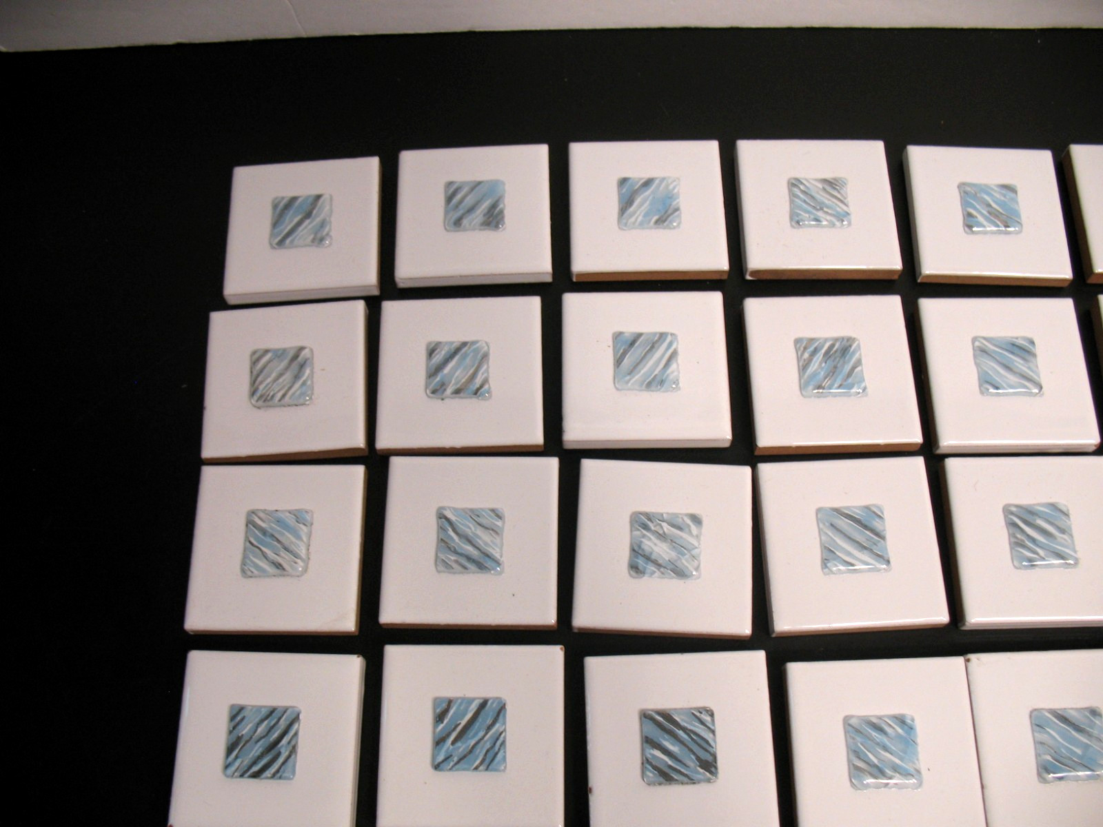 2 x 2 inch CENTER GLASS MEDALLION TILE LOT OF 46 SOME IMPERFECT ITALY HANDMADE