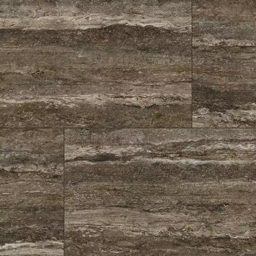 American Travertine Titanium 24 In. X 48 In. Chiseled 3D Porcelain Large Format