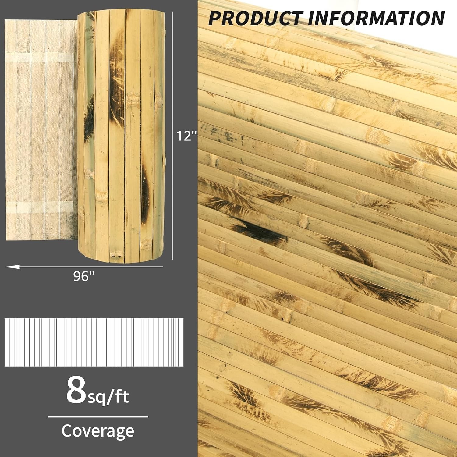 Natural Bamboo Wall Panel for Interior Wall Decor, Renewable Pole Wrap Wainsc…