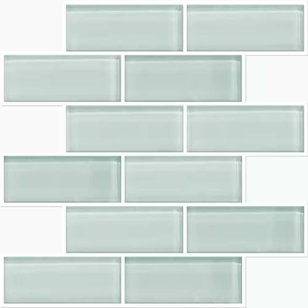 Aqua 10.5 In. X 10.5 In. Seaglass Subway Polyurethane Peel and Stick Tile (Total