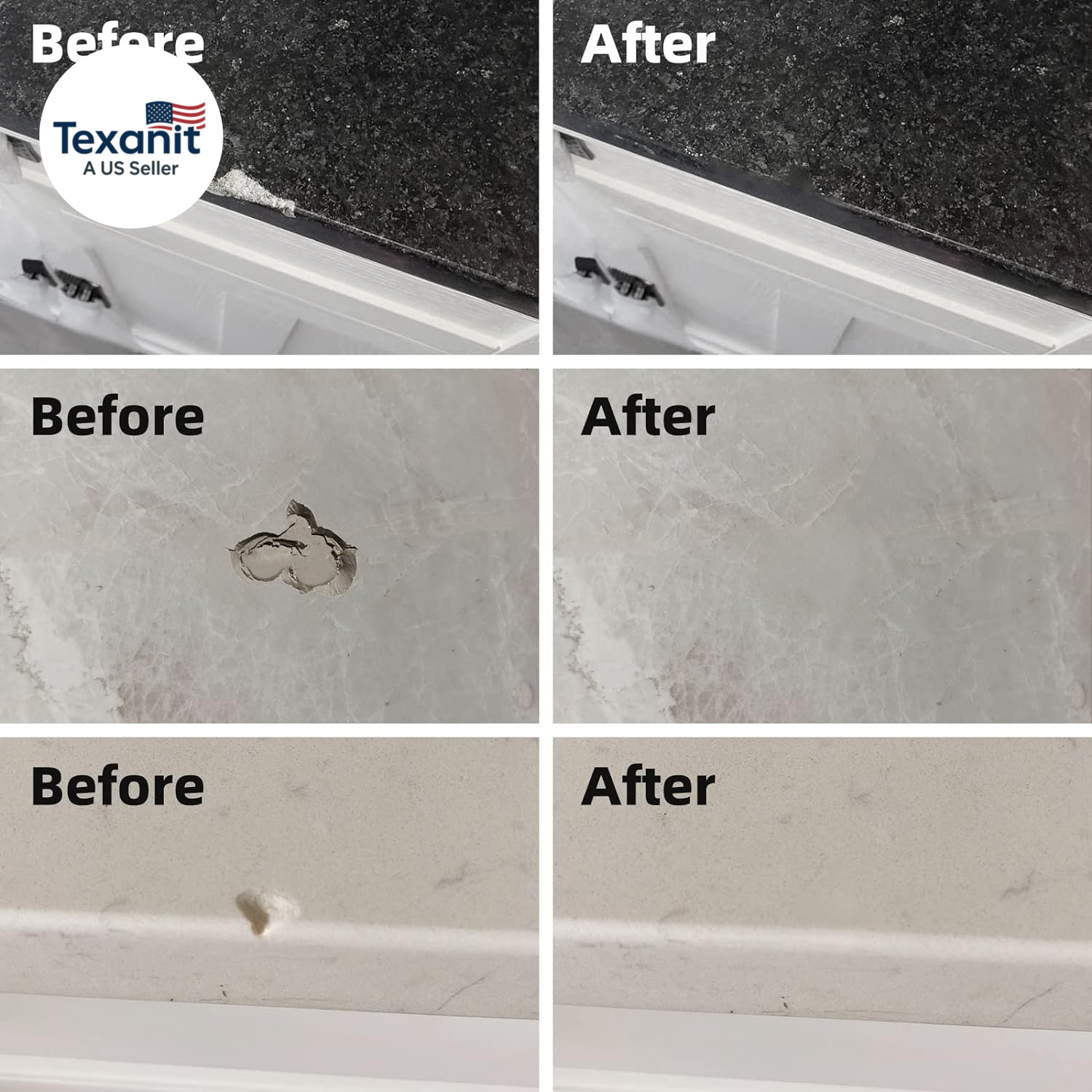 Tile and Granite/Marble Repair Kit, Porcelain Stone and Quartz Countertops Repai