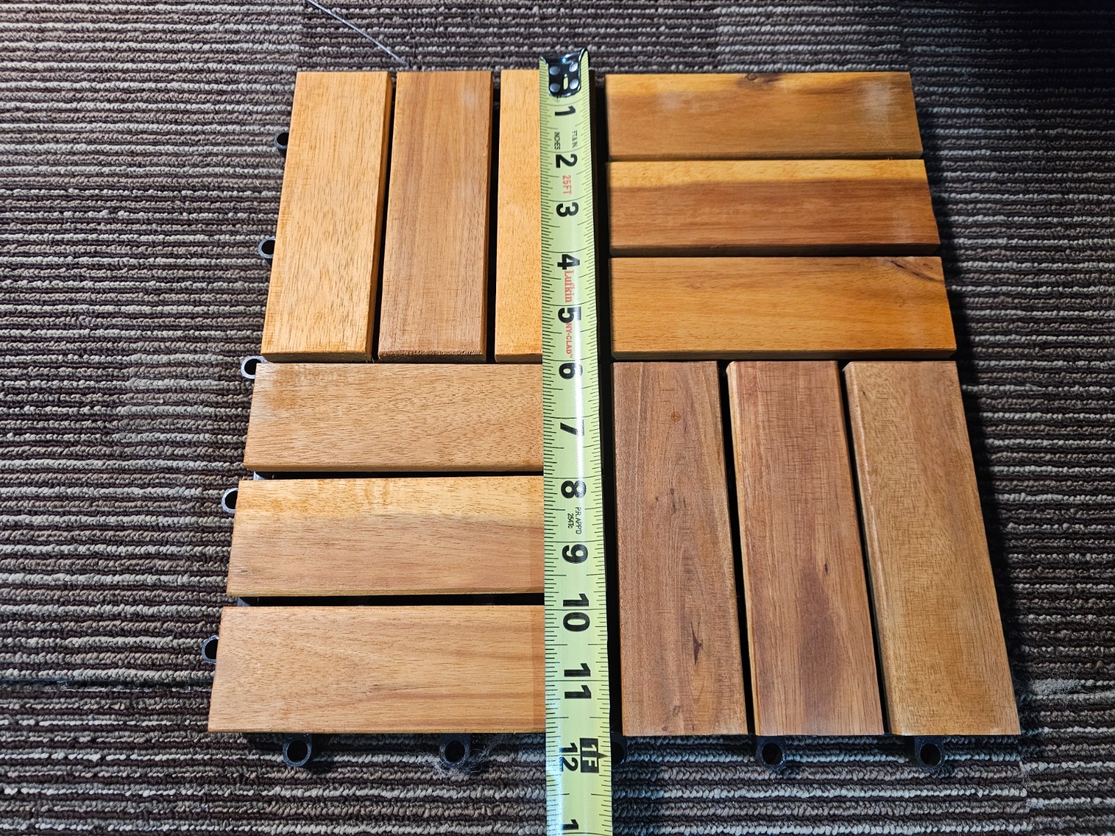 (QTY 10) 12″ x 12″ Acacia Wood Interlocking Flooring Tiles Deck Tile WDT064P10