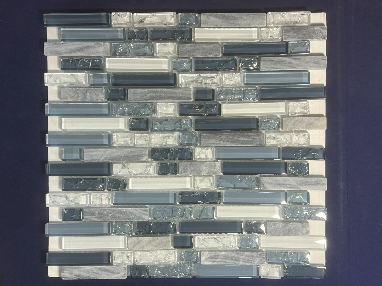 NY05 Green/White/Gray Glass/Marble Rectangle Mosaic Tile Kitchen Bathroom 7 pcs