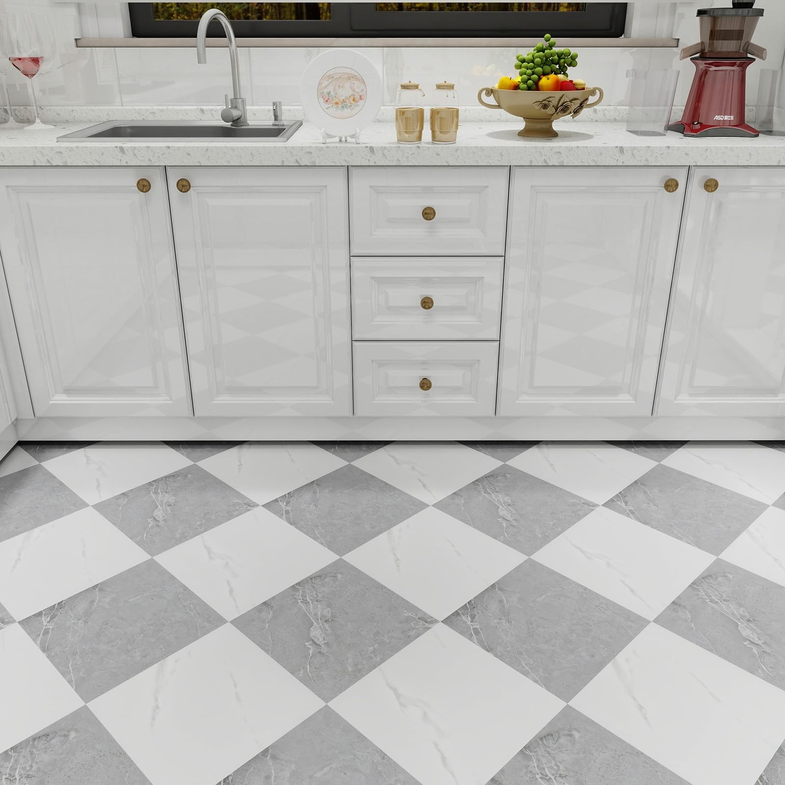 20-Pack 12″x12″ Marble Peel and Stick Floor Tiles Waterproof Self Adhesive Vi…