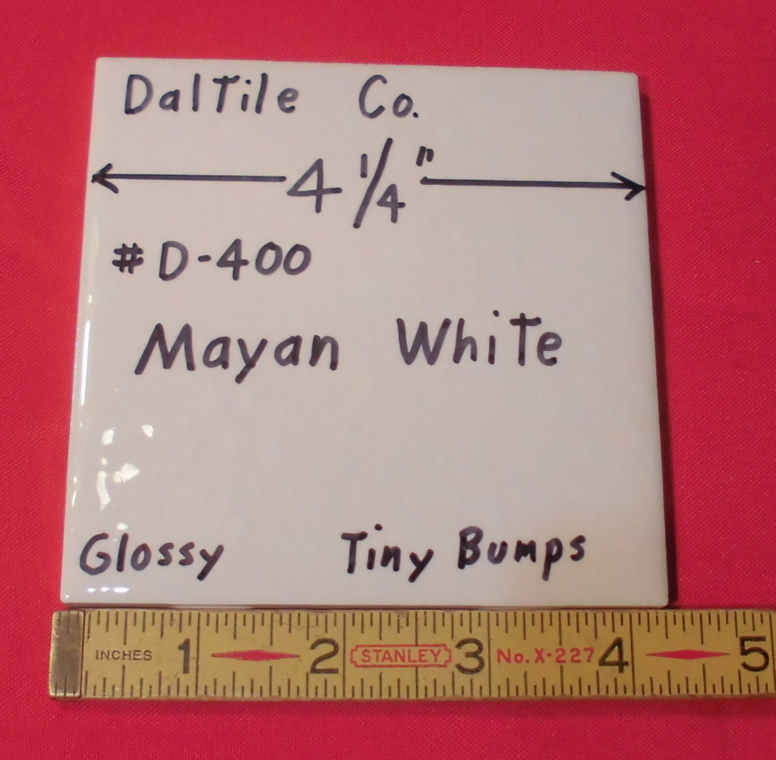 1 pc. Mayan White: Glossy Ceramic Tile by Daltile 4-1/4″ Tiny Bumpy, Dimple NEW