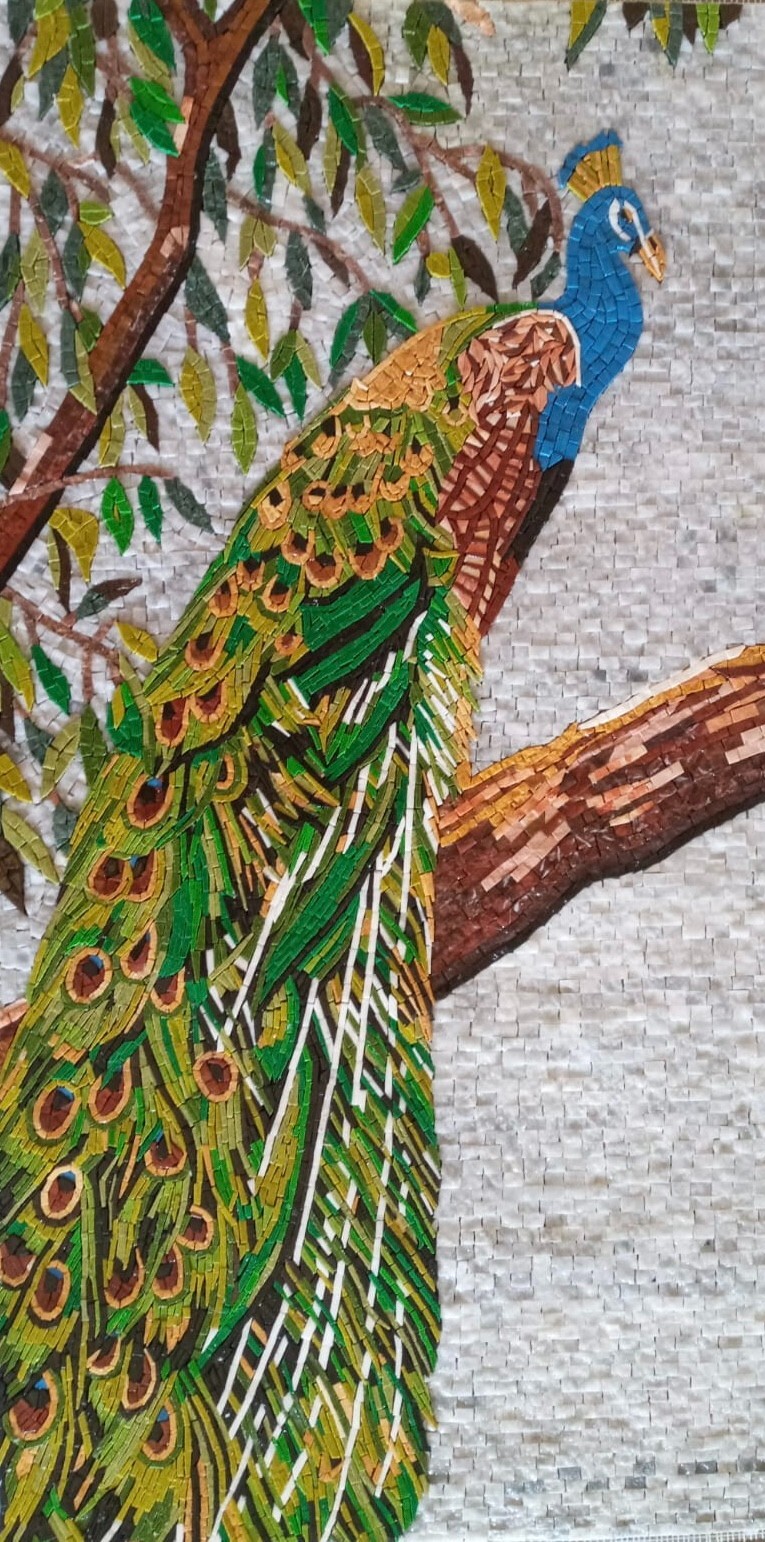 36″x18″ Marble Mosaic tile Colorful Peacock ANIMAL Artistic Design