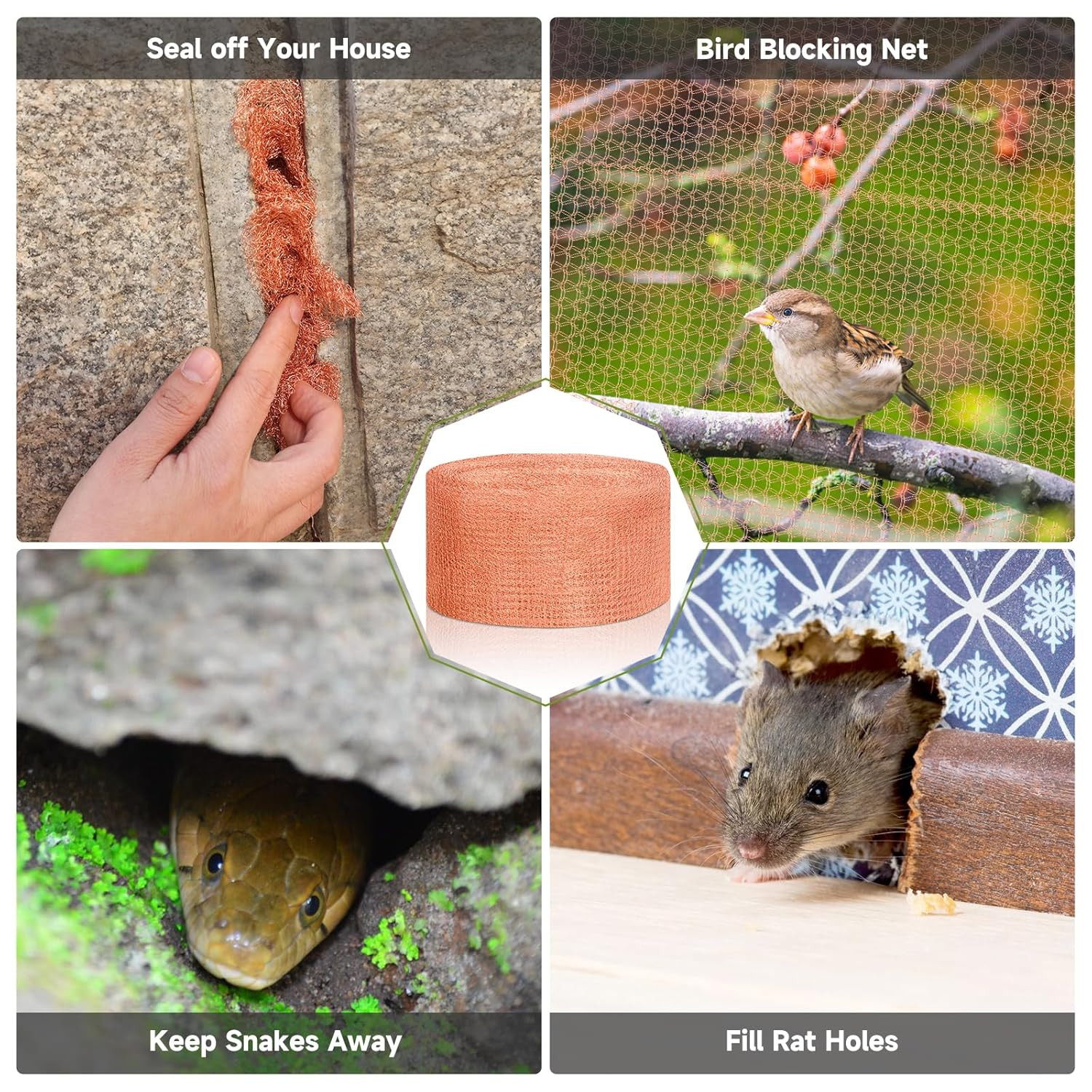 Copper Mesh Rodent Control, 4In X 30Ft Premium Copper Wool Ideal for Hole Blocki