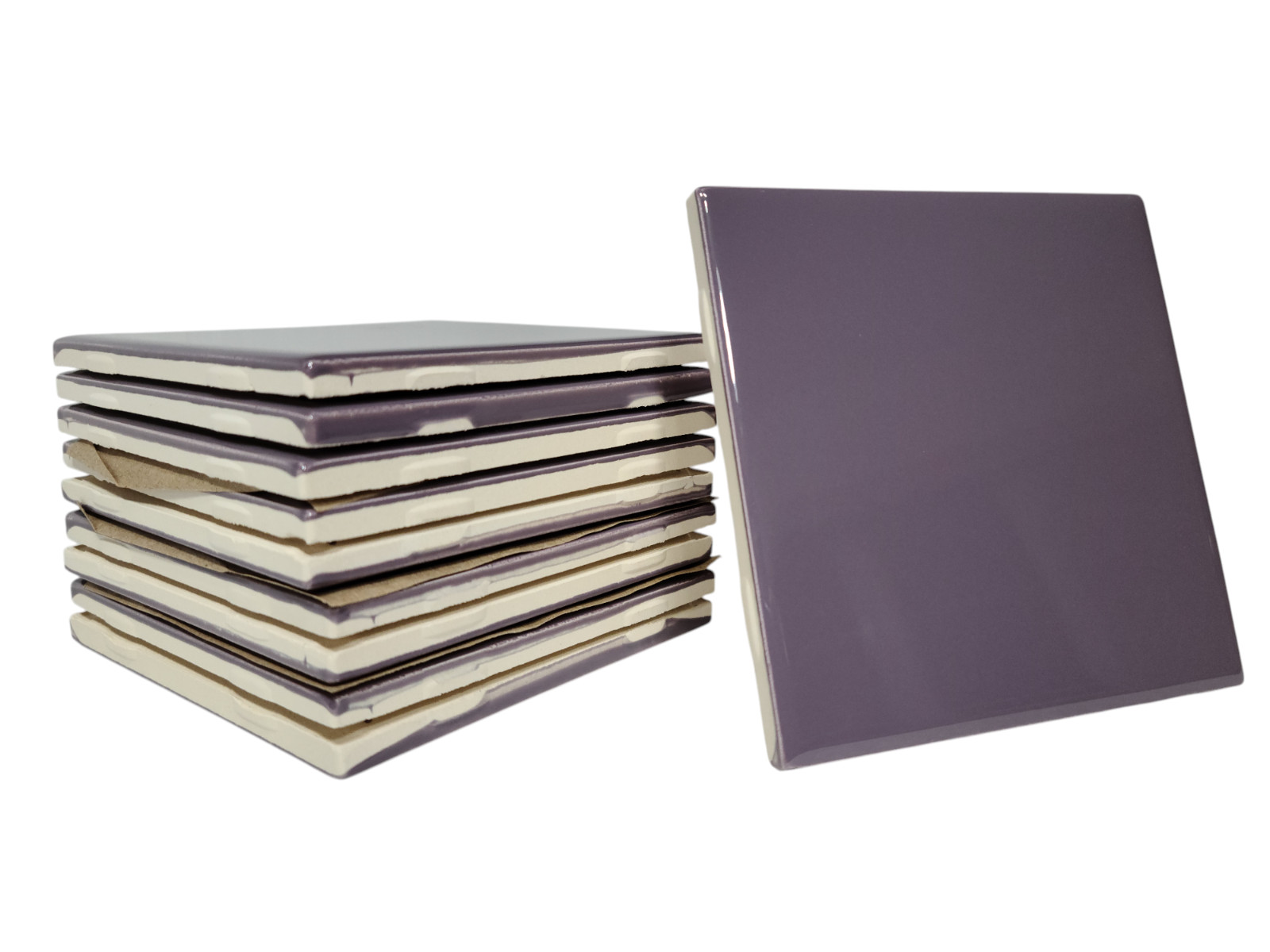 Purple Violet Ceramic Tile Shower Backsplash 4.25 in Subway Mid Century Modern