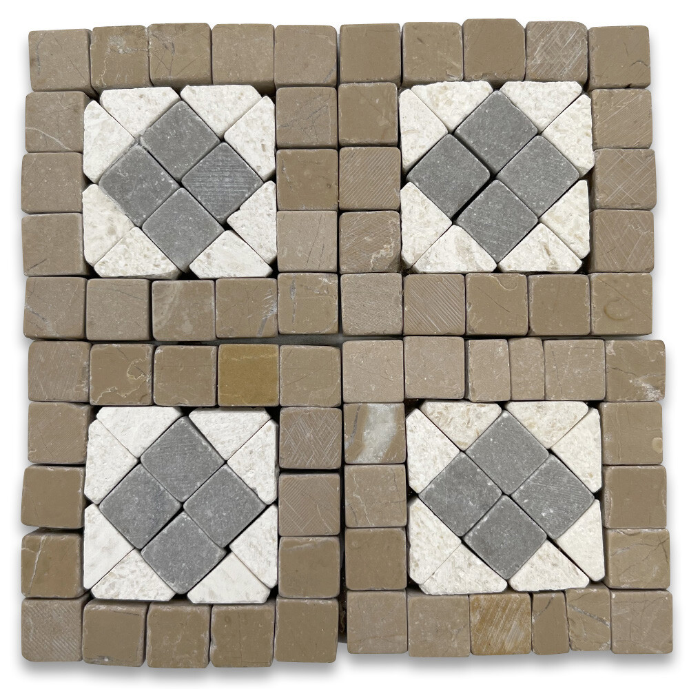 B4735CT Marble Mosaic Border Accent Decorative Tile Greece 2×2 Tumbled