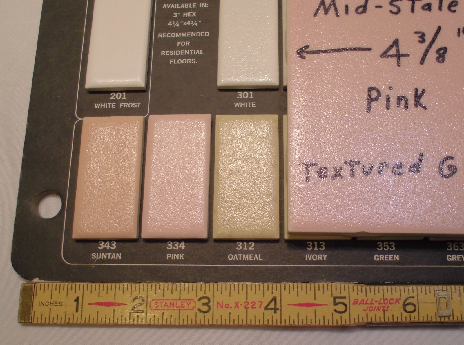 1 pc. Ceramic Tile *Pink Crystal Glazed* by Mid-State Co. 4-3/8″ Crystalline