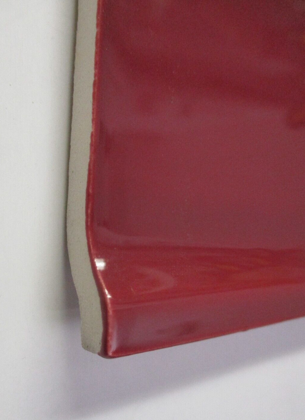 1 Bullnose Cove Base Tile Mannington USA 6″ Plum Red Light Bordeaux Ceramic 1970