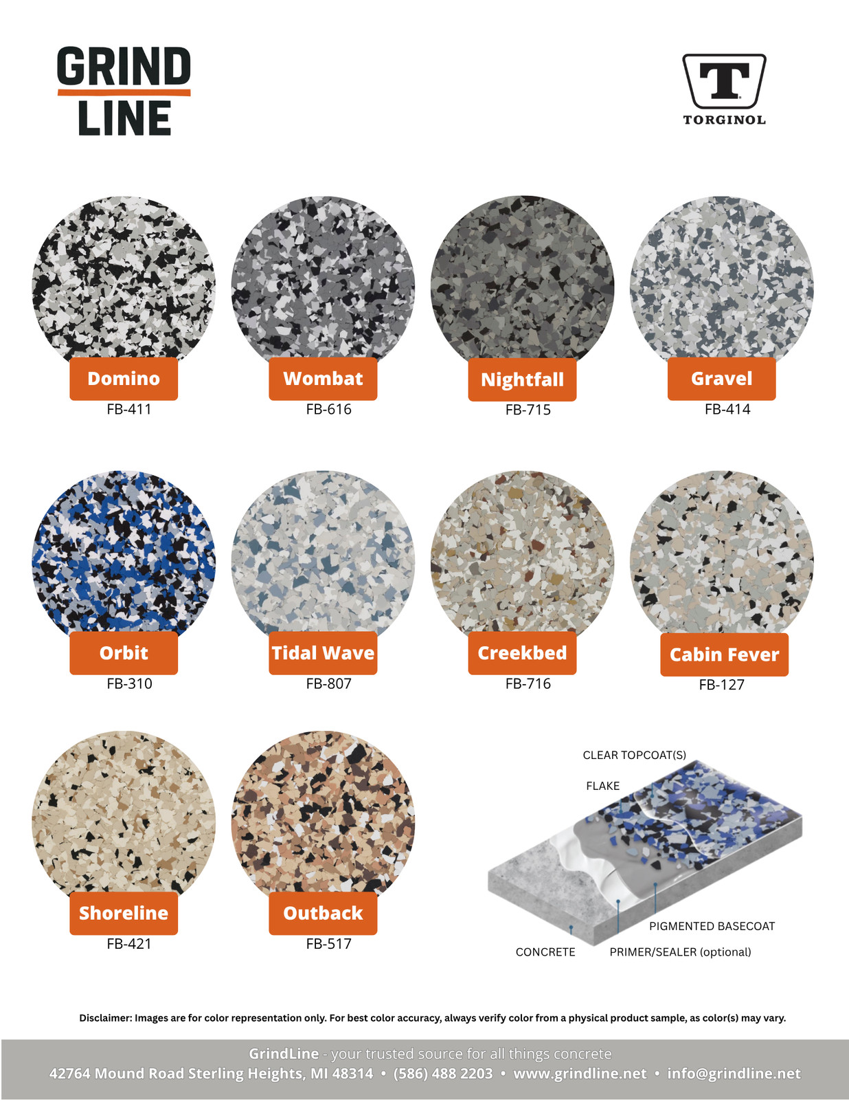 40lb. 1/4″ Color Chip Flake Blend Bundle (Select your color)