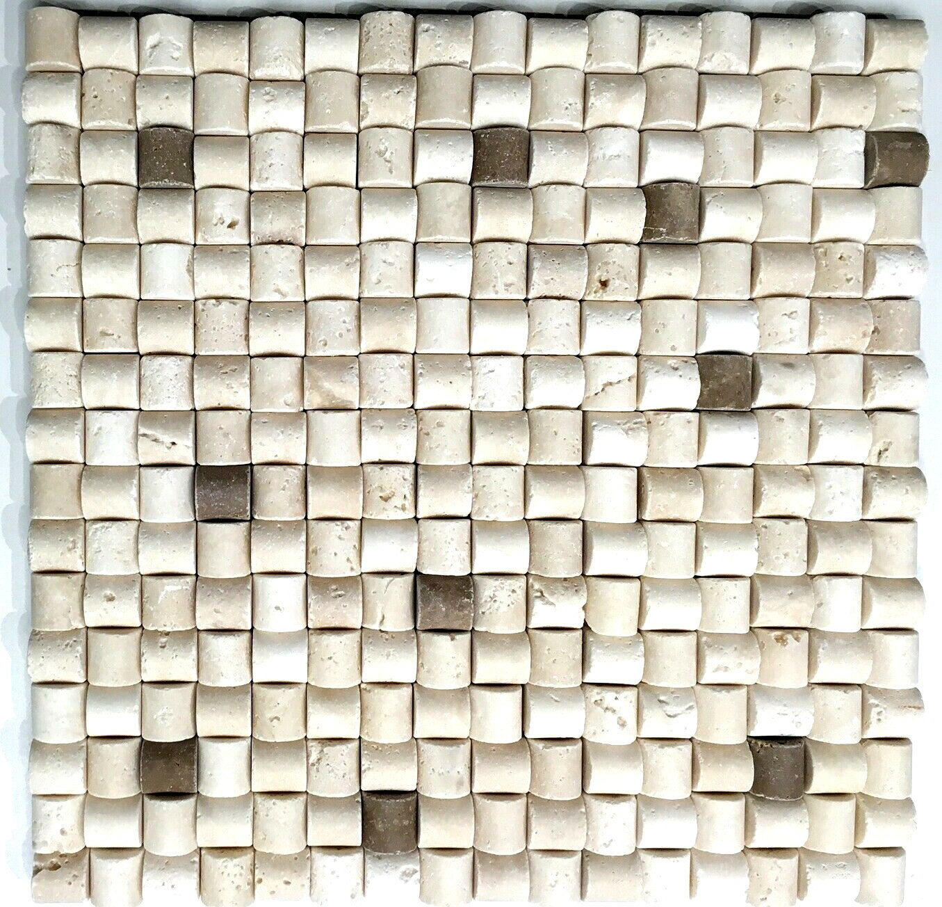 Light Bamboo with Noce Travertine Mosaic Tile Backsplash Wall (SOLD PER PIECE)