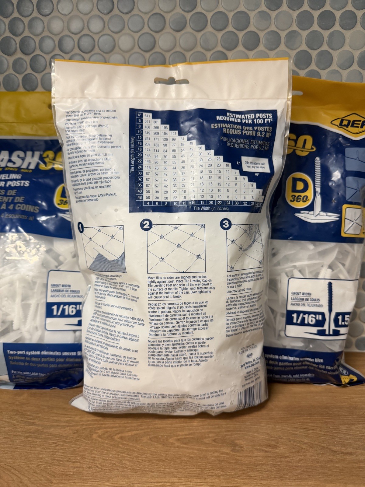 (Lot of 3) QEP Lash 360 D 1/16″ Tile Leveling 4 Corner Post Stems Clips -300 Pcs