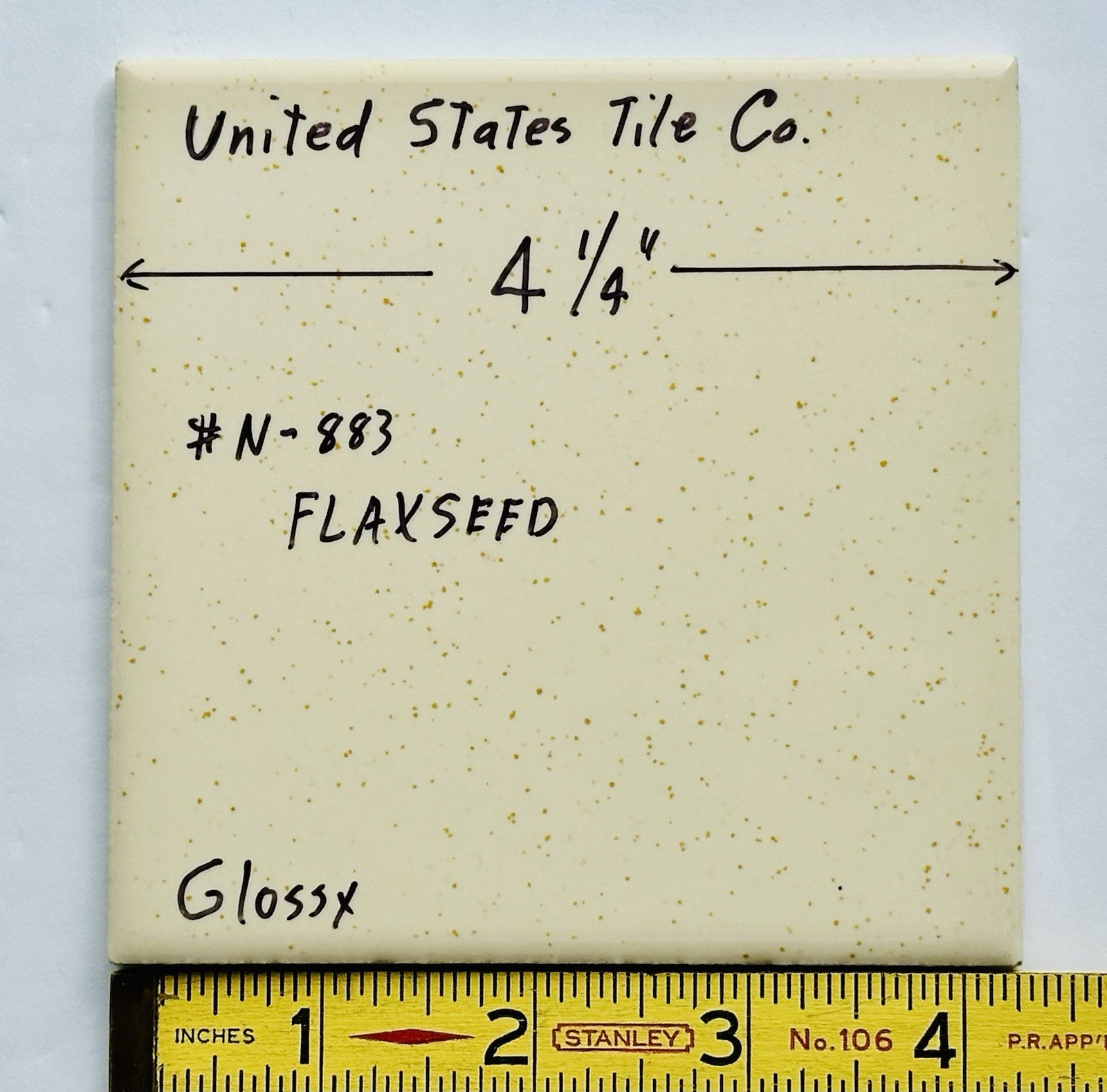1 pc. Flaxseed: 4-1/4″ Glossy Ceramic Tile,