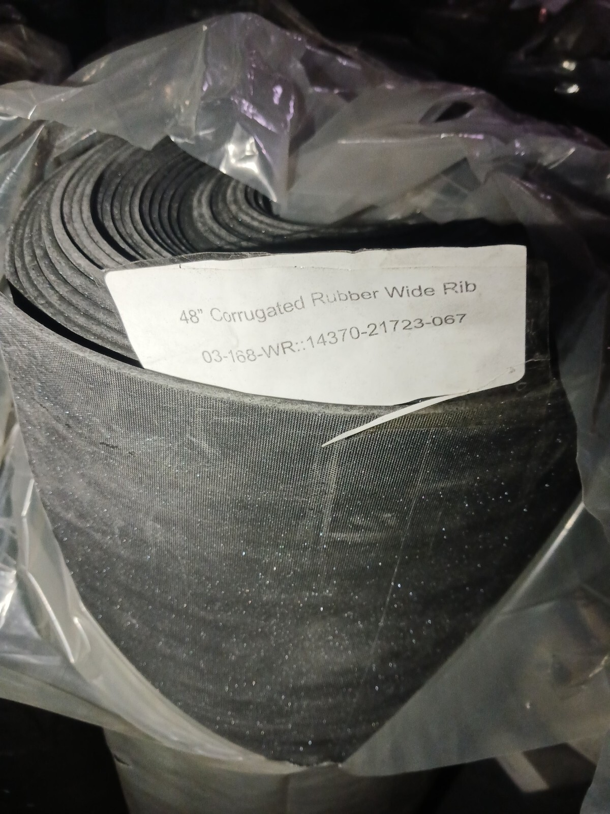Corrugated Rubber Wide Rib – 7 4ftx50ft rolls + 217ft – Factory 2nd – Stained
