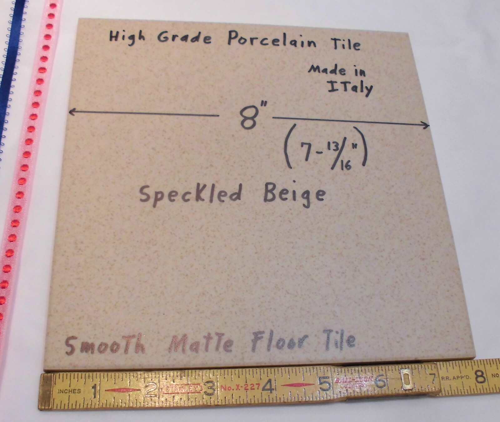 1 pc. Speckled: Smooth Porcelain Floor Tile 8″ X 8″ Light Beige + Gold Specks