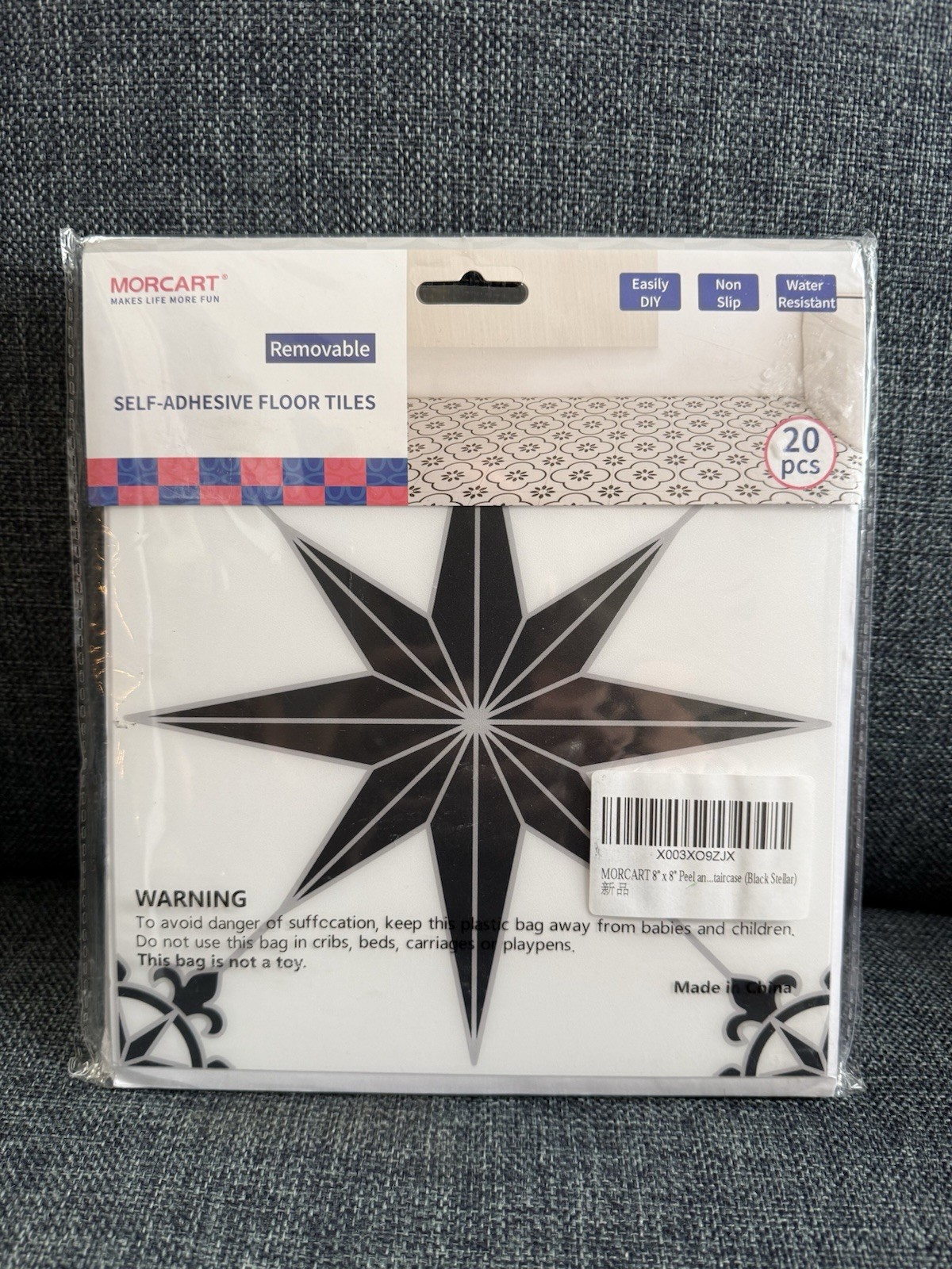 MORCART 8″ x 8″ Peel and Stick Floor Tile, 20 PCS Self-Adhesive DIY Vinyl