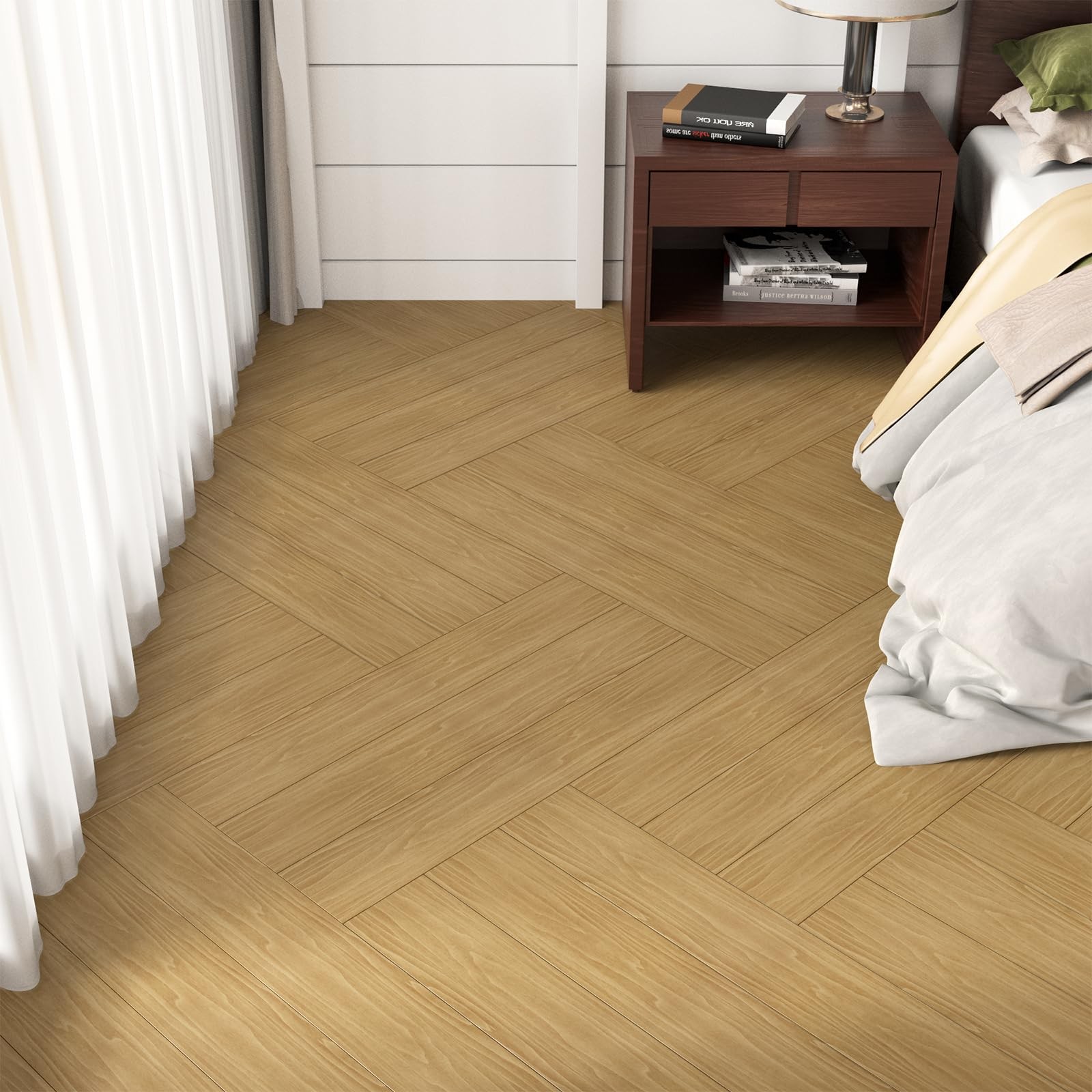 54 Sq.Ft. Peel and Stick Vinyl Floor Tiles 36″ x 6″ Wood Look Planks, 36 Pack…