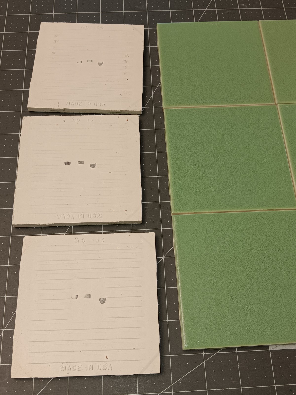 12 pc. Vintage Tile JADESHEEN GREEN CRYSTALLINE Bath Kitchen NOS American Olean