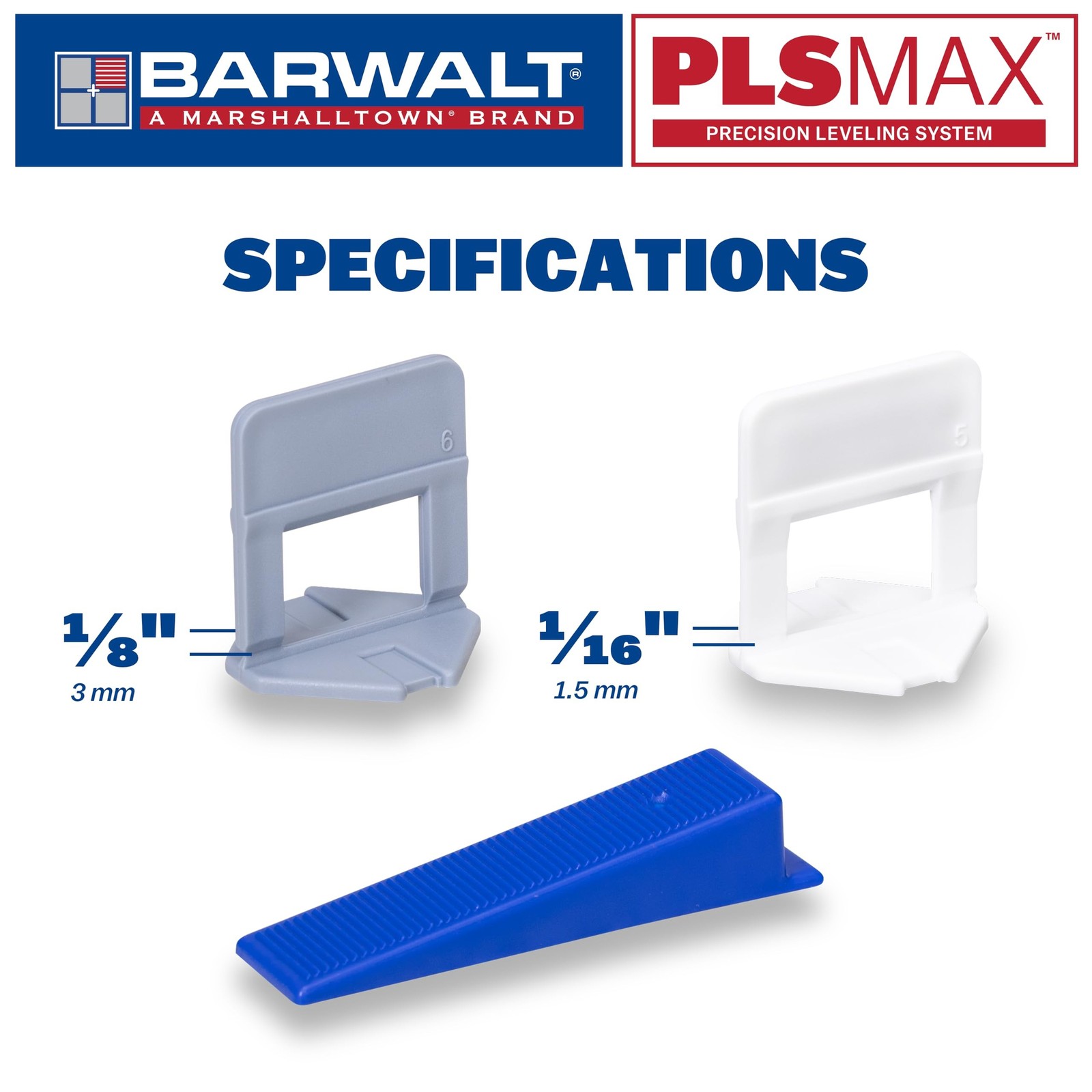 BARWALT PLS MAX 1/8 Inch Tile Leveling System | Spacer bases and clips delive…