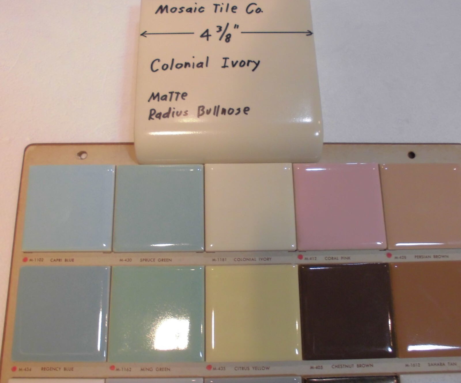 1 pc. Colonial Ivory: Radius Bullnose Matte Ceramic Tile 4-3/8″ by Mosaic Co.