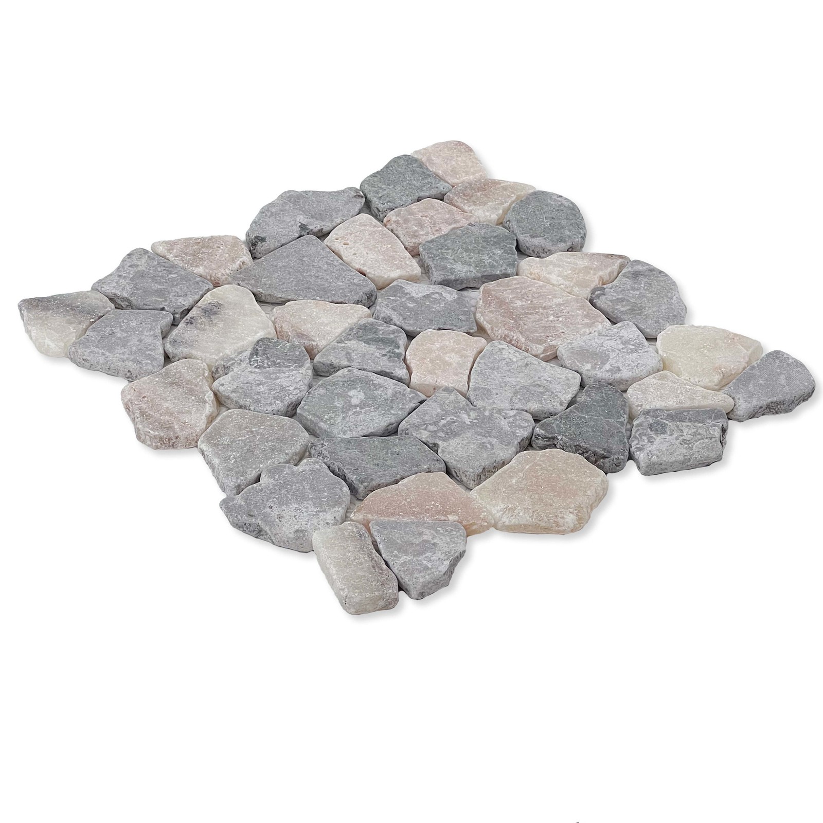 Cruz Bay Studio XR3 Fit Mosaic – 11″ x 11″ Pebble and Rock Floor – Grey Blend