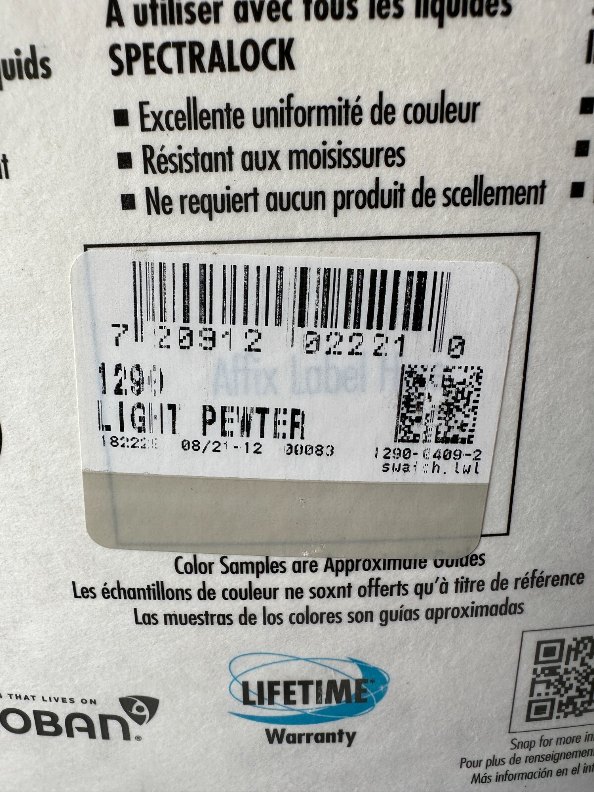 Laticrete Spectralock Grout Part C Powder Full Unit 9 lb Stain Res. Light Pewter