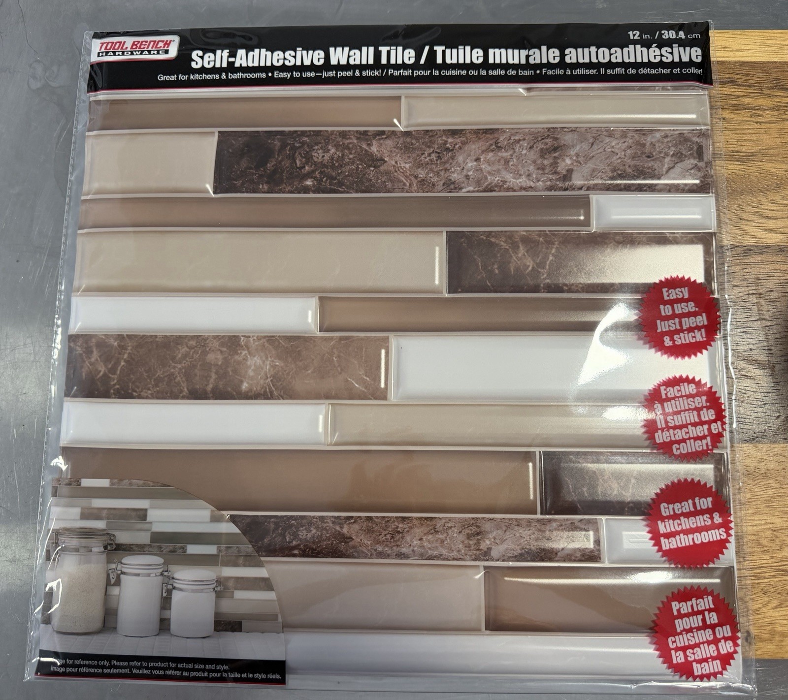 15 PCS Peel Stick Wall Tile ADH Mosaic Brown/Tan/White Lightweight Sheets 12″