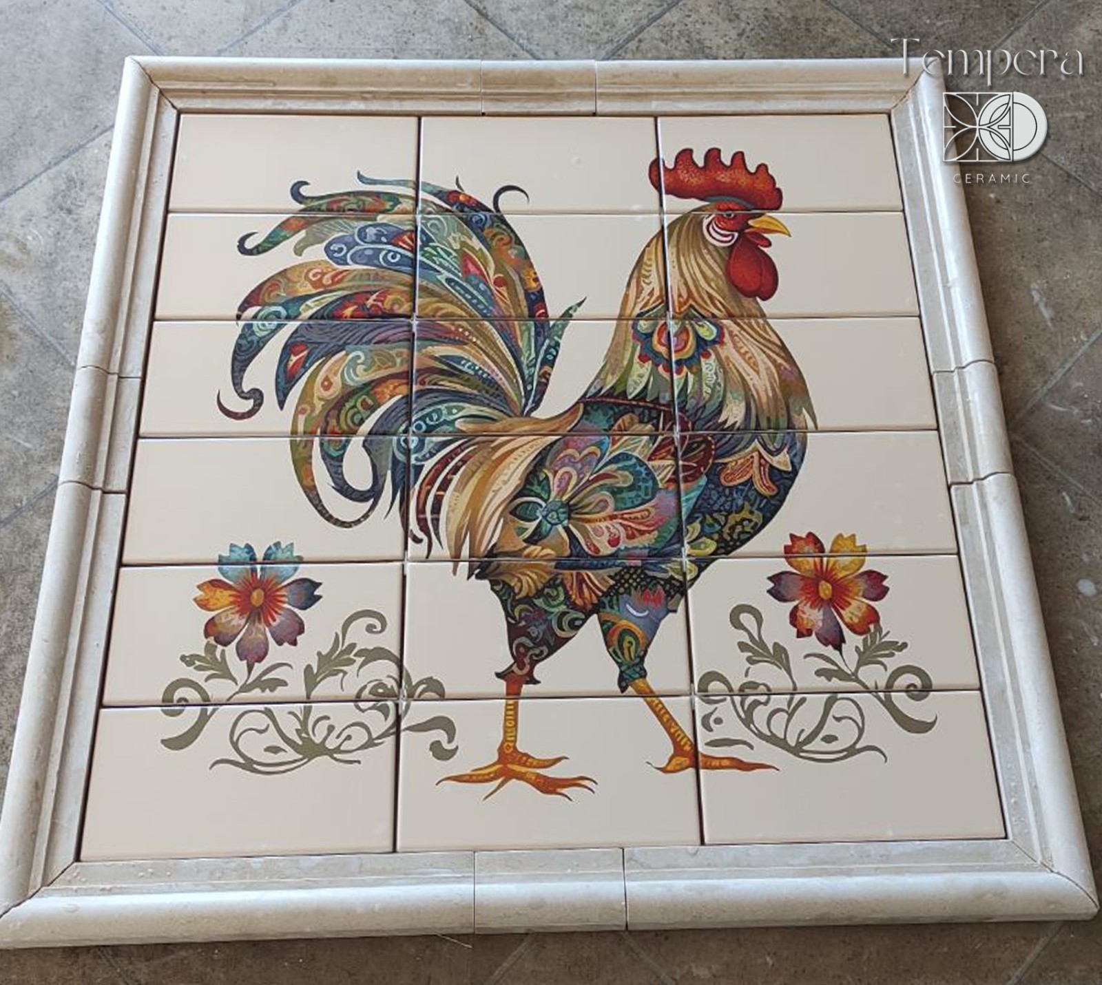 Rustic Rooster Tile Backsplash Decor, Farmhouse Kitchen Tile, Kitchen Backsplash