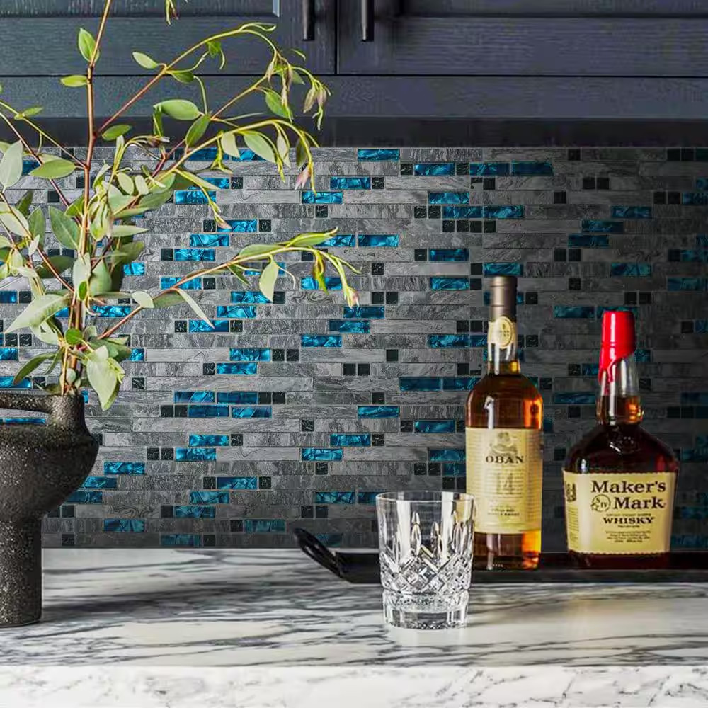 Blue 12 In. X 12 In. Glass Mosaic Tile for Kitchen Backsplash or Bathroom Backsp