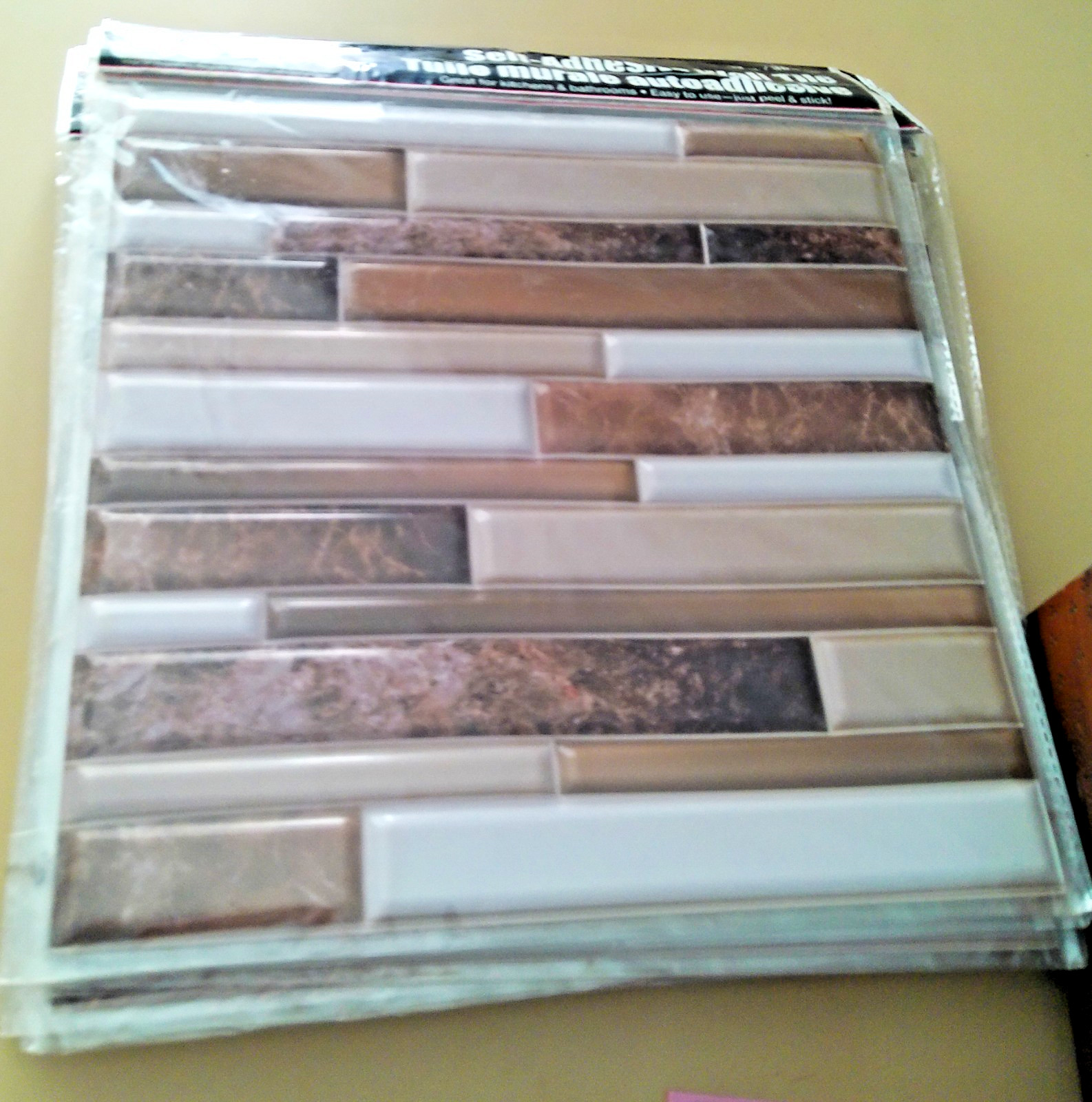 LOT 15 Sheets Hardware Self Adhesive Tan Brown and White Wall Tile 12×12 in