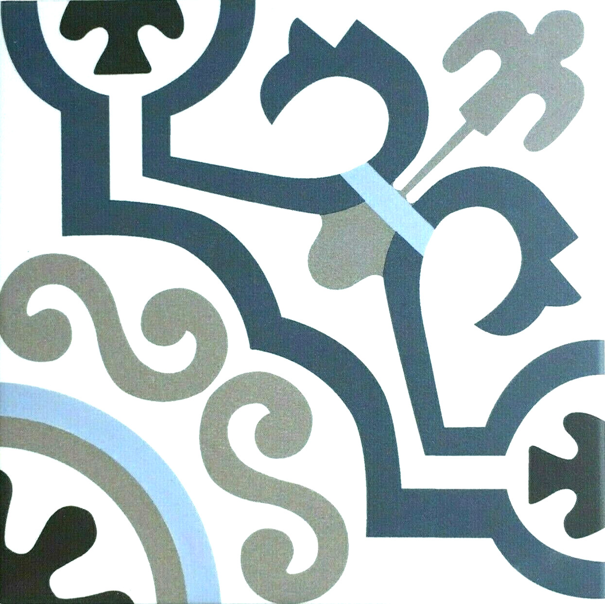 8×8 Versay Blue White Encaustic Pattern Porcelain Tile Squarefeet Depot (Box 10)
