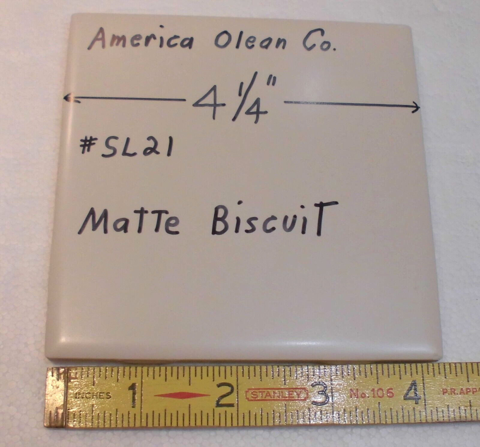 1 pc. Matte Biscuit #SL21: Ceramic Tile by American Olean 1990’s “Starting Line”