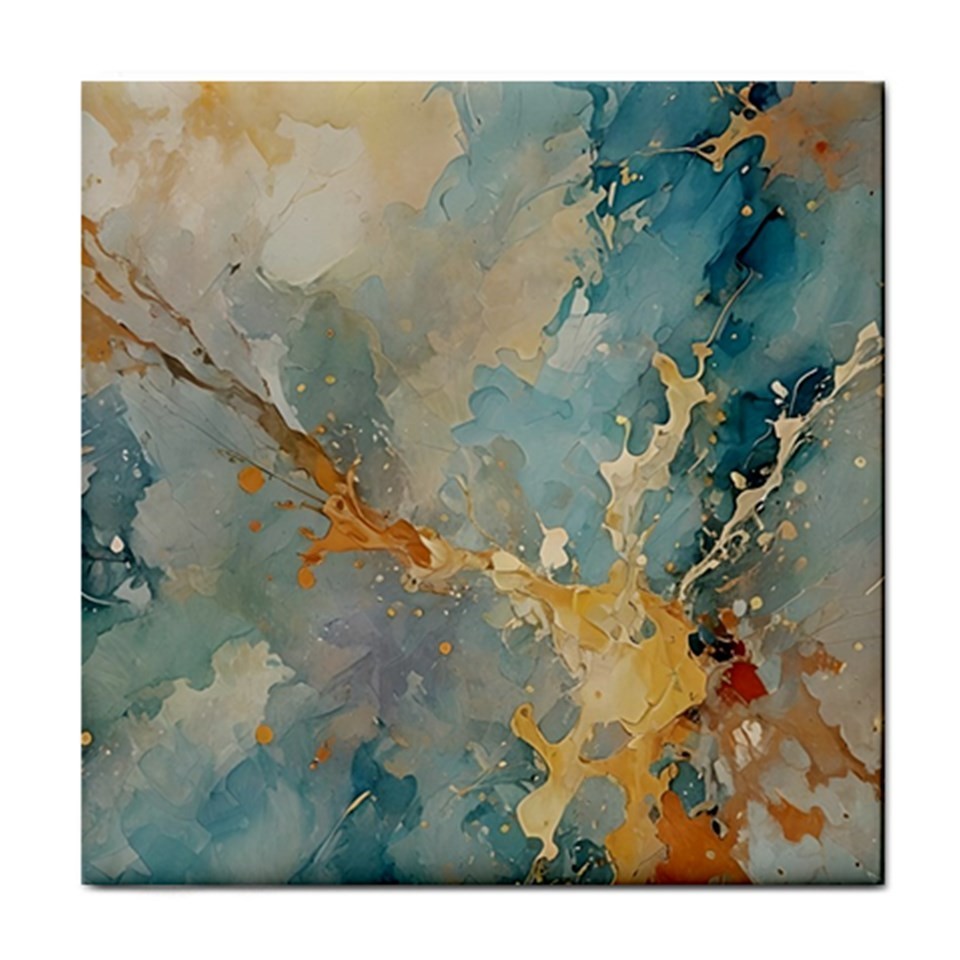 Ceramic Tile Abstract Green Orange 4.25×4.25, 6×6 or 8×8 inches Printed in US