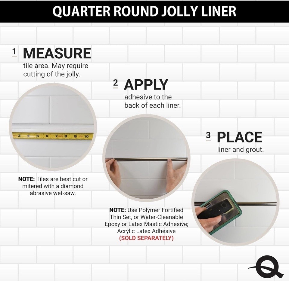 Questech 12-Pack Sand Matte Quarter Round Tile Trim 1/2″ x 12″ Corner Jolly Edge