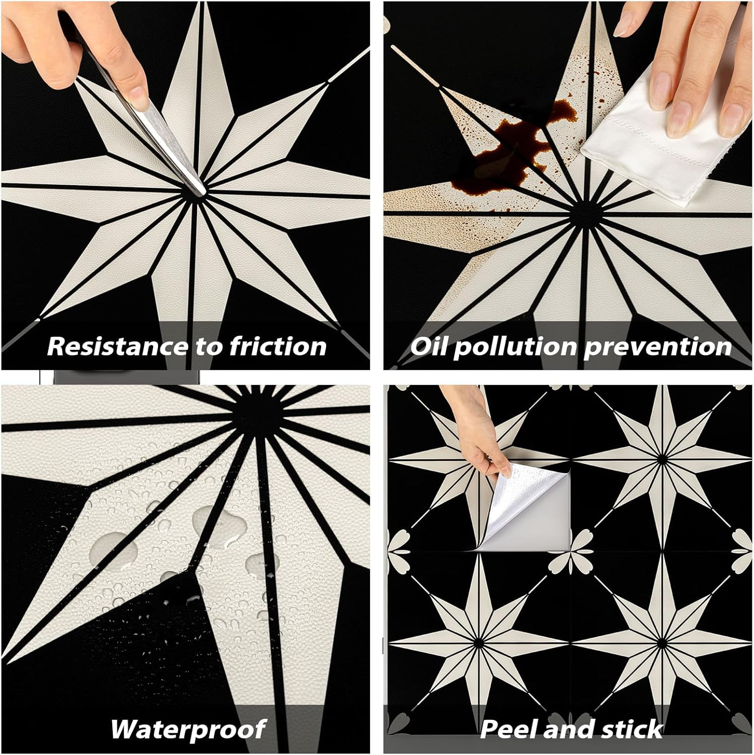 Peel and Stick Floor Tile： 20 Pcs Floor Tile Stick Waterproof, 11.81 in *11.81 i