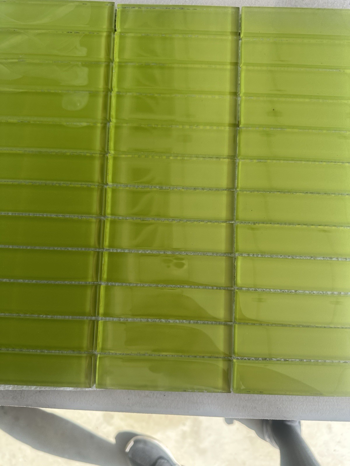 Lime Green Glass Mosaic 1×4 Inch Rectangle Tile Backsplash Kitchen Bath Wall