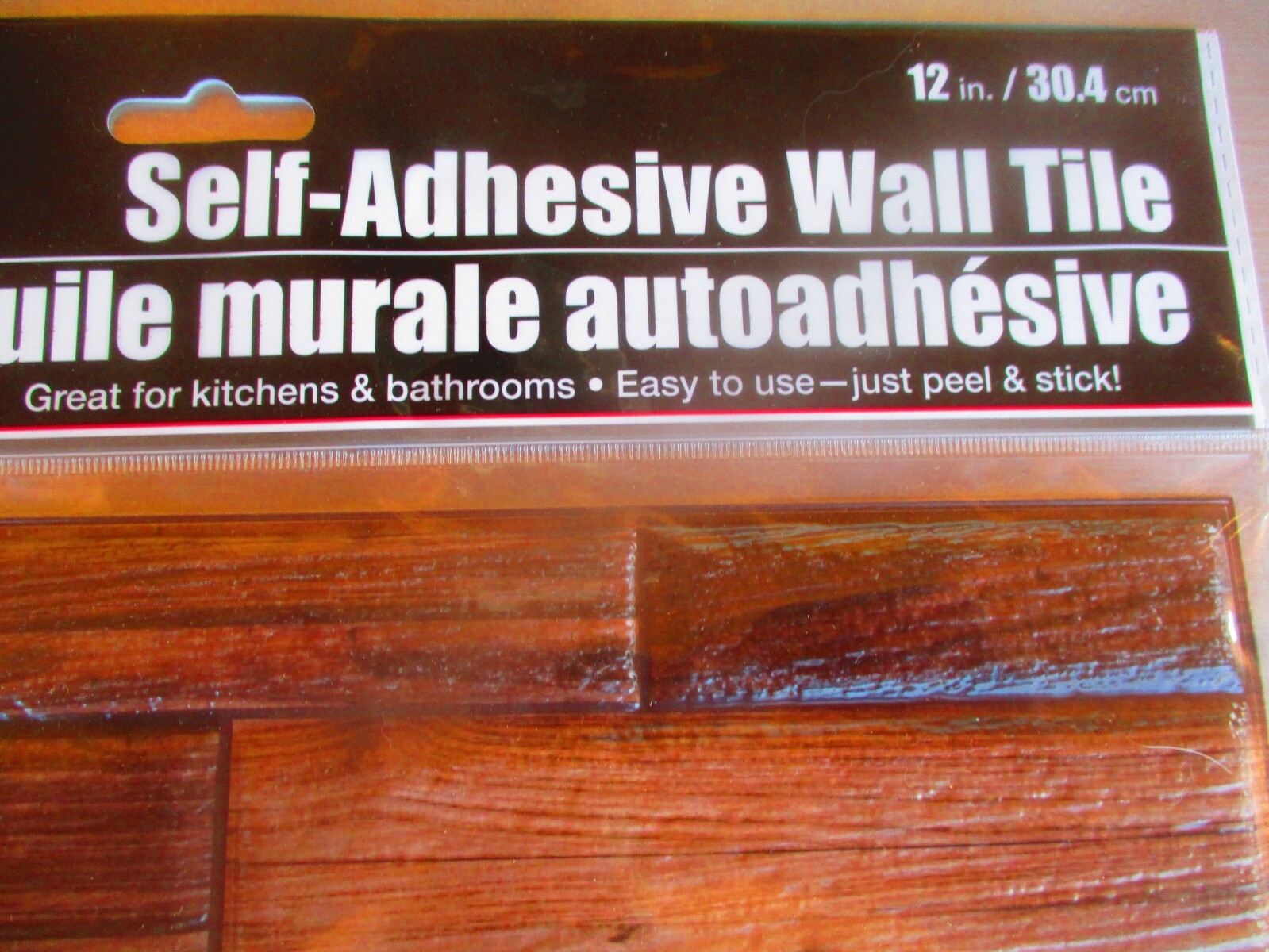(10) Peel Stick Wall Tile Brown Wood Grain Mosaic Backsplash Lightweight 12 X 12