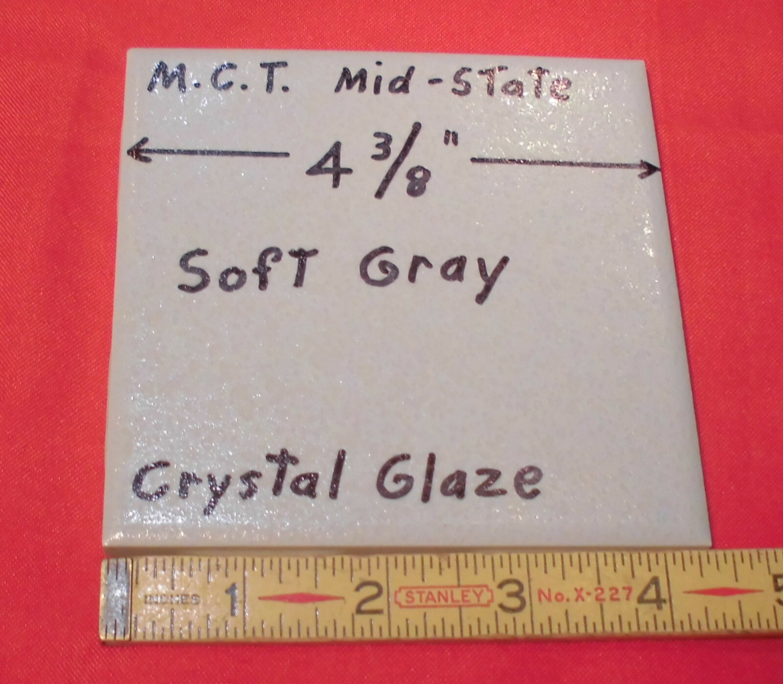 1 pc. Ceramic Tile *Gray Crystal Glazed* by M.C.T. ; Mid-State Co. 4-3/8″ New