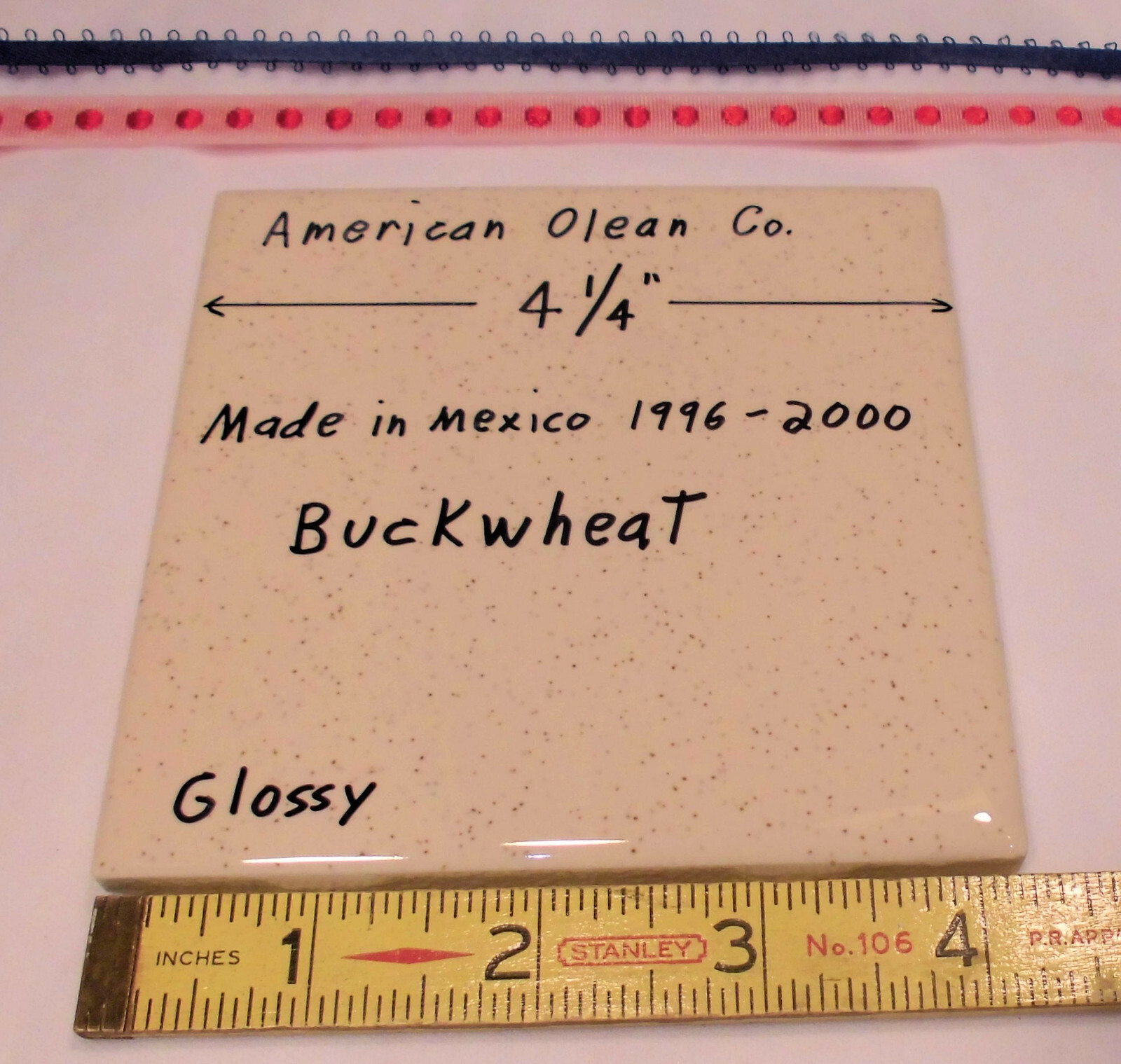 1 pc. Buckwheat Glossy Ceramic Tile #46 by American Olean 4-1/4″ New Version